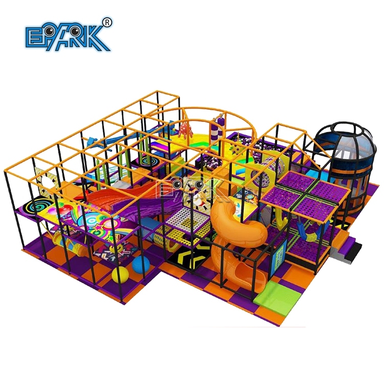 Parque de juegos suave con trampolín de interior para niños, casa de plástico para niños, patio de juegos interior para niños con tobogán