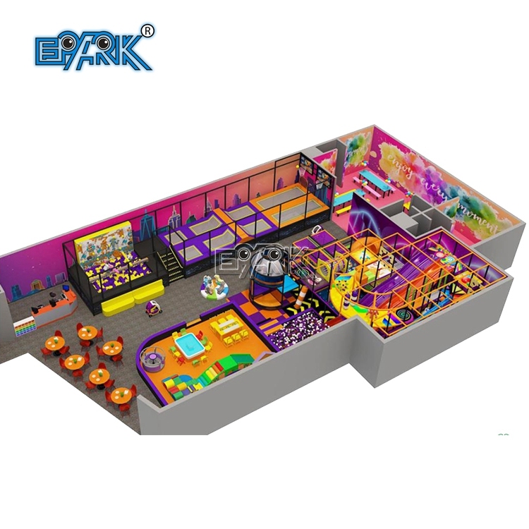 Parque de juegos suave con trampolín de interior para niños, casa de plástico para niños, patio de juegos interior para niños con tobogán