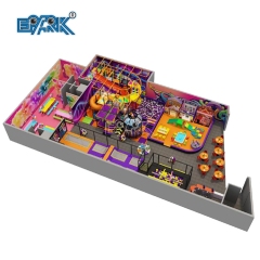 Parque de juegos suave con trampolín de interior para niños, casa de plástico para niños, patio de juegos interior para niños con tobogán