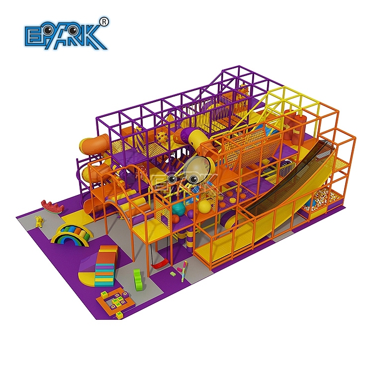Parque de juegos suave con trampolín de interior para niños, casa de plástico para niños, patio de juegos interior para niños con tobogán