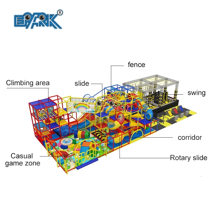 Parque de atracciones temático arcoíris de gran calidad, área de juegos para niños, equipo de juegos interior, parque infantil blando