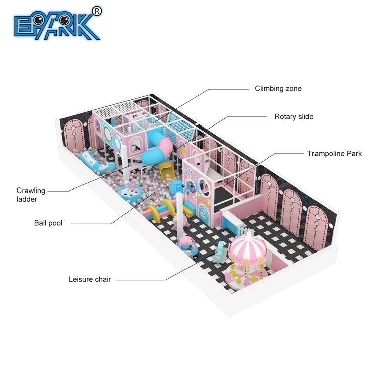 Zona de juegos interior con escalada, piscina de bolas, tobogán y carrusel.,EPARK Indoor Playground One-stop Solution