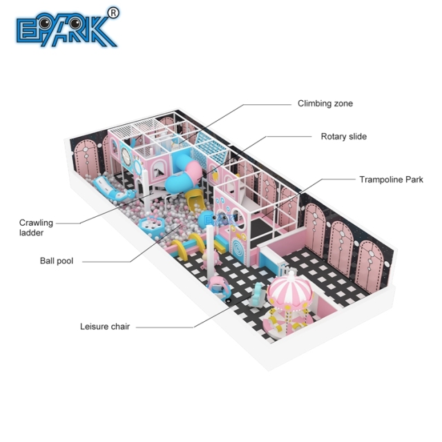 Zona de juegos interior con escalada, piscina de bolas, tobogán y carrusel.,EPARK Indoor Playground One-stop Solution