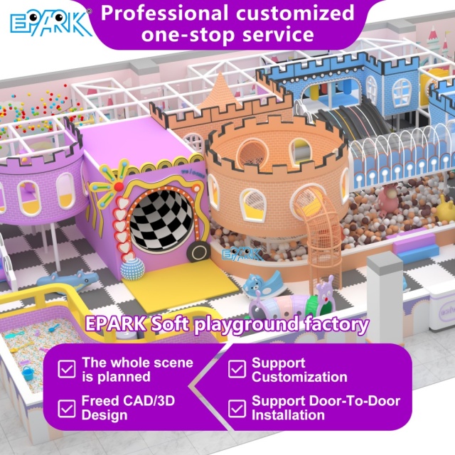 Parque infantil interior suave con temática de macarrones de 200 m² y trampolín,EPARK Indoor Playground One-stop Solution