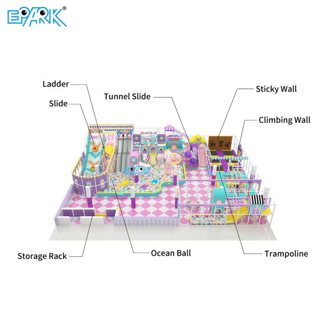 Equipo de juegos interior de 500 m² con temática de macarrón rosa,EPARK Indoor Playground One-stop Solution