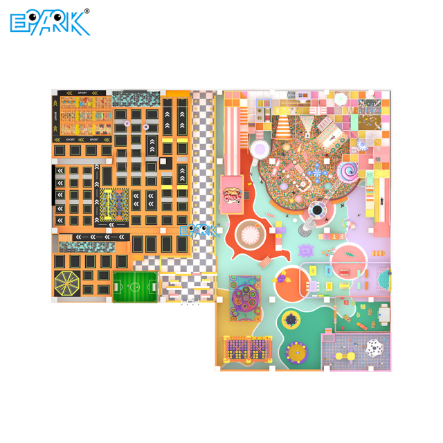 1900m² Large Orange Indoor Playground with Trampoline Park,EPARK Indoor Playground One-stop Solution