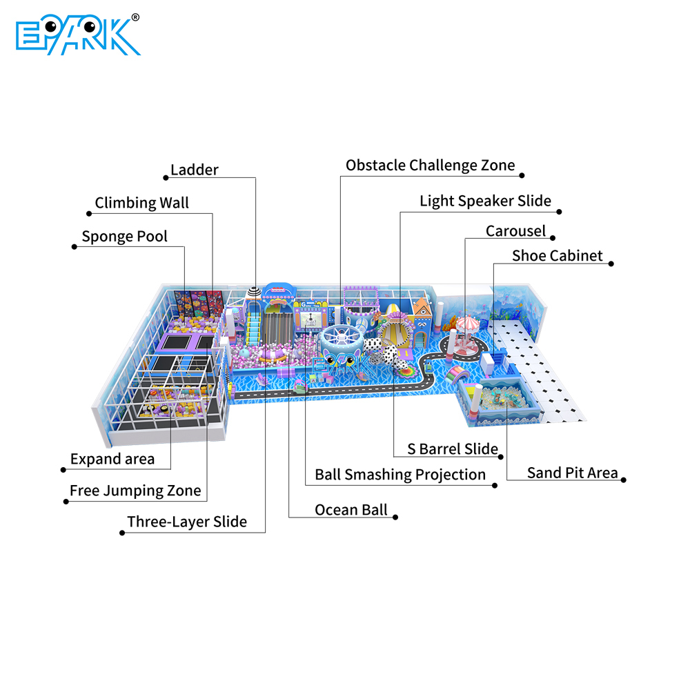 Parque infantil interior blando de temática azul de 400 m²,EPARK Indoor Playground One-stop Solution