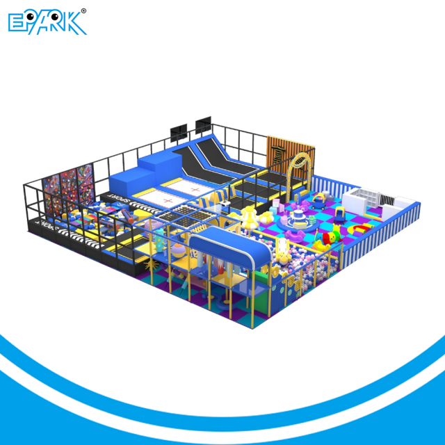 350㎡ Blue Sports Style Soft Playground with Big Trampoline,EPARK Indoor Playground One-stop Solution