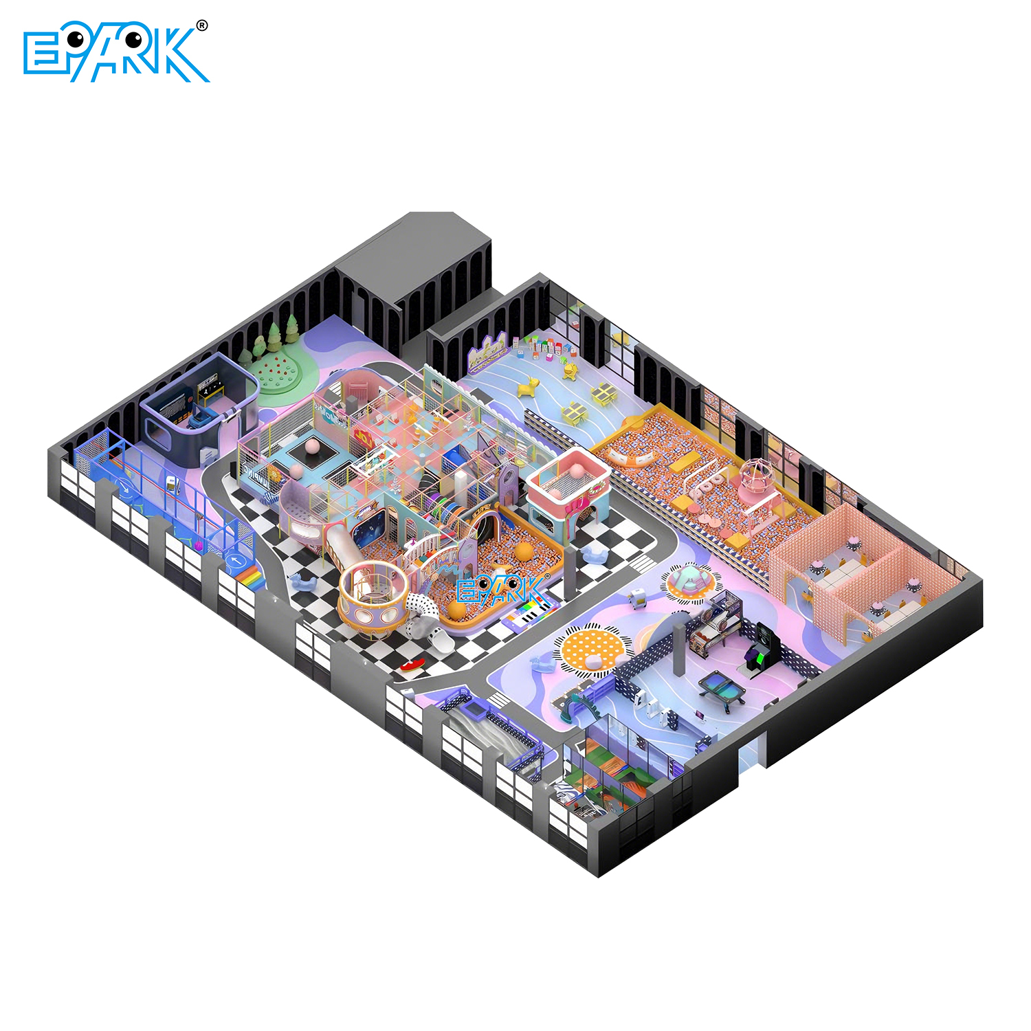 EPARK 630㎡ Kids Playground Area Multy Slide Combination Big Ball Pit,EPARK Indoor Playground One-stop Solution
