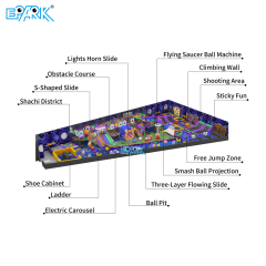 Parque de trampolines para niños EPARK de 470 m² para interiores,EPARK Indoor Playground One-stop Solution