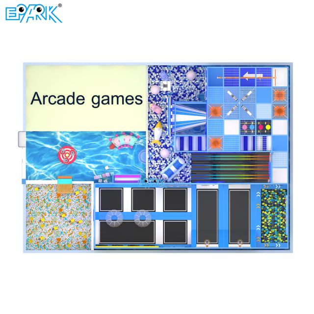 ㎡ Ocean Theme Indoor Playground with Slides & Trampoline,EPARK Indoor Playground One-stop Solution