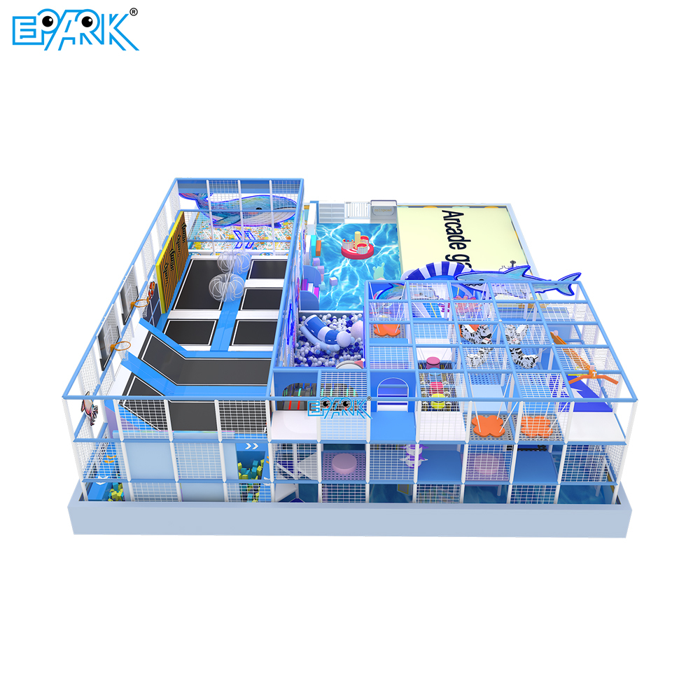 ㎡ Ocean Theme Indoor Playground with Slides & Trampoline,EPARK Indoor Playground One-stop Solution