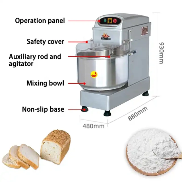 Cake and bread dough spiral mixer Industrial 20L 30L 40L 50L stainless steel powerful dough mixing machine