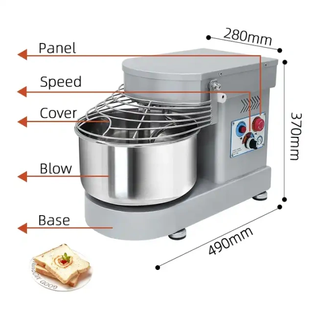 Small bakery dessert shop easy to use household small vertical spiral dough mixer 7L