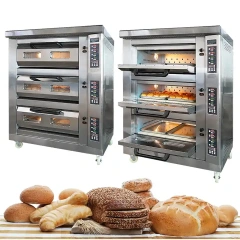 Commercial 3 Deck 6Tray Multifuel Pizza Oven Gas Deck Oven Bakery Oven Prices For Sale
