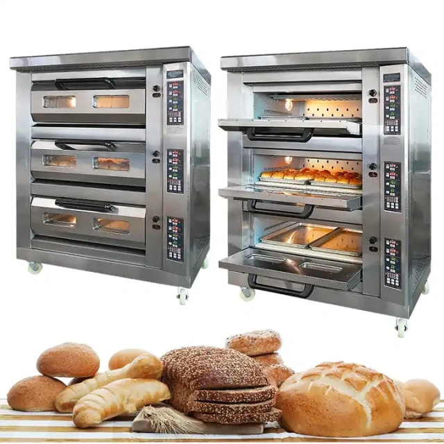 Commercial 3 Deck 6Tray Multifuel Pizza Oven Gas Deck Oven Bakery Oven Prices For Sale