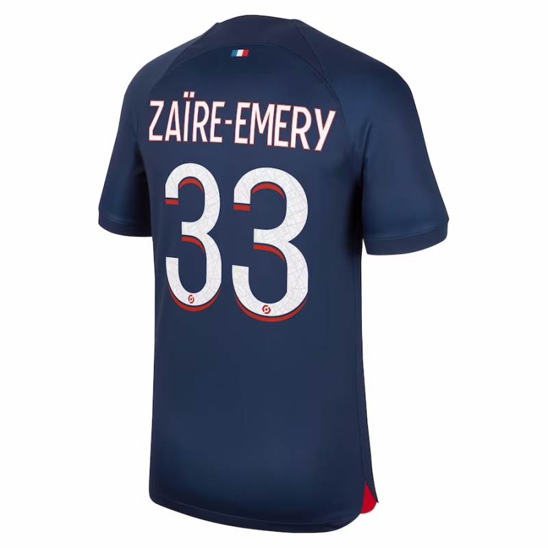 Paris Saint-Germain Home Jersey  2023/24 With  Zaïre-Emery 33  Printing  PSG Short sleeve free shipping
