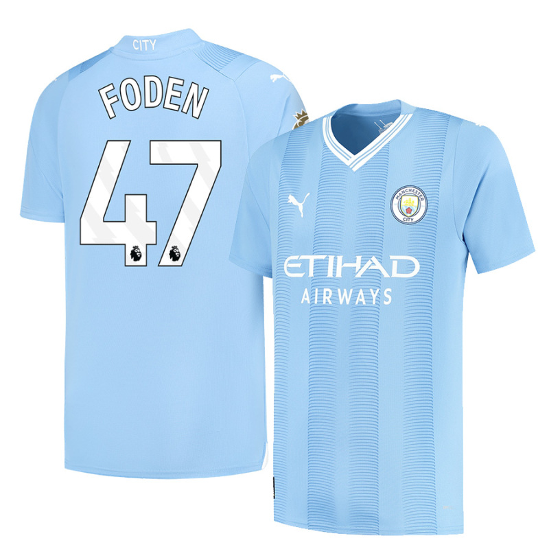 Manchester City Home Jersey  2023/24 With  FODEN 47 Printing Short sleeve free shipping