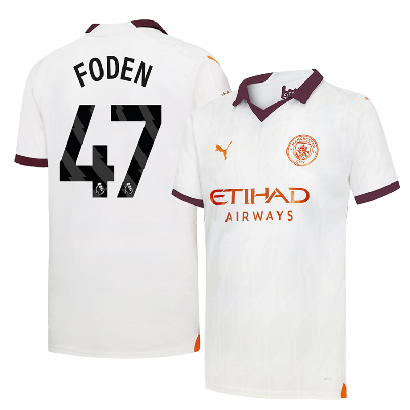 Manchester City Away Jersey  2023/24 With FODEN 47 Printing Short sleeve free shipping