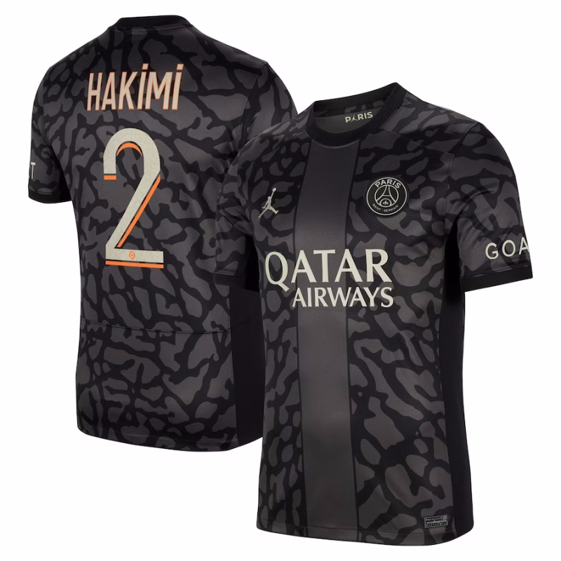 Paris Saint-Germain Third Away Jersey  2023/24 With Hakimi 2 Printing  PSG Short sleeve free shipping