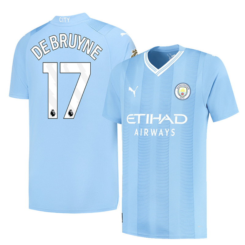 Manchester City Home Jersey  2023/24 With  DE BRUYNE 17 Printing Short sleeve free shipping