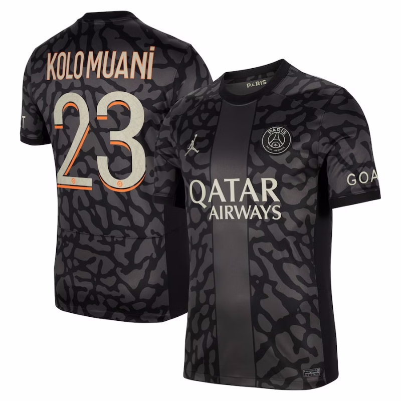 Paris Saint-Germain Third Away Jersey  2023/24 With Kolo Muani 23 Printing  PSG Short sleeve free shipping