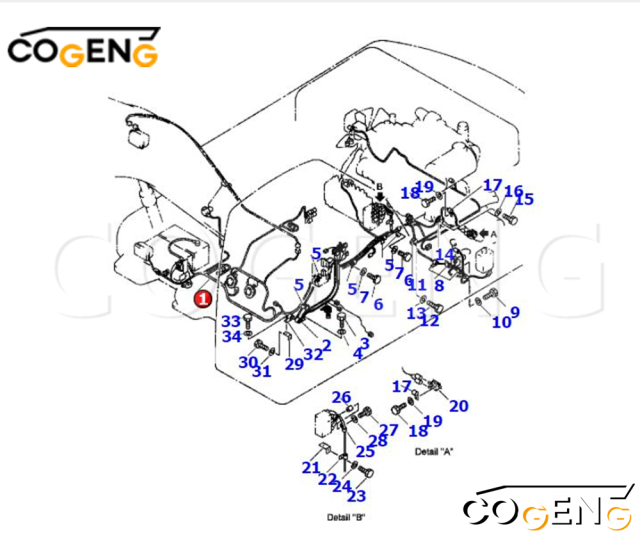 COGENG OEM-Compatible Dual Main Wiring Harness Set for Komatsu Multi-Model Excavators | Replaces 208-06-A1220 & 208-06-A1221,Excavator Solenoid Valve | Excavator Pressure Switch | Excavator Revolution Sensor | Excavator Wiring Harness | Excavator Throttle Motor --- COGENG High-Qulity Parts Service GAOGENG Provider,COGENG Heavy-Duty Main Chassis Harness | Universal Electrical Control for Komatsu PC100, PC200-7, PC360-7, PC550-8 Series