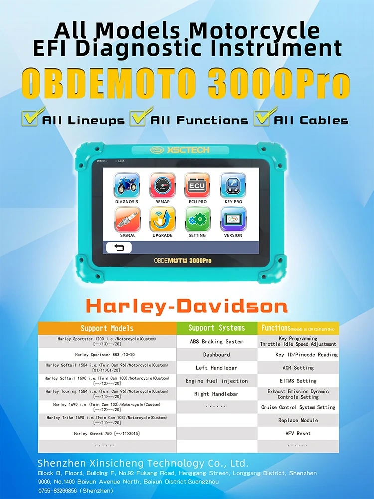 MST3000Pro motorbike scanner diagnostic tool support Heavy-duty EFI motorcycles