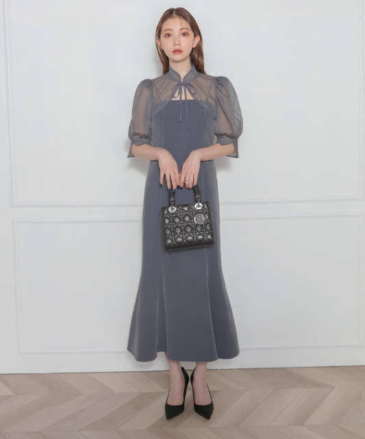花柄ボレロマーメイドワンピースセットアップロングドレスワンピース美脚効果結婚式 パーティードレス