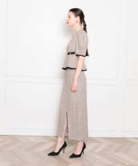 LEJA-チェック柄レイヤードセットアップドレス美脚効果結婚式 パーティードレス