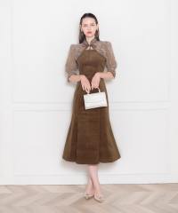 花柄ボレロマーメイドワンピースセットアップロングドレスワンピース美脚効果結婚式 パーティードレス