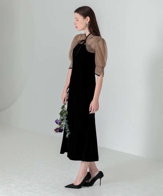 LEJA-花柄ボレロマーメイドワンピースセットアップロングドレスワンピース美脚効果結婚式 パーティードレス