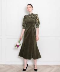 花柄ボレロマーメイドワンピースセットアップロングドレスワンピース美脚効果結婚式 パーティードレス