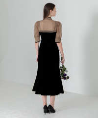 LEJA-花柄ボレロマーメイドワンピースセットアップロングドレスワンピース美脚効果結婚式 パーティードレス