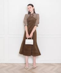 LEJA-花柄ボレロマーメイドワンピースセットアップロングドレスワンピース美脚効果結婚式 パーティードレス