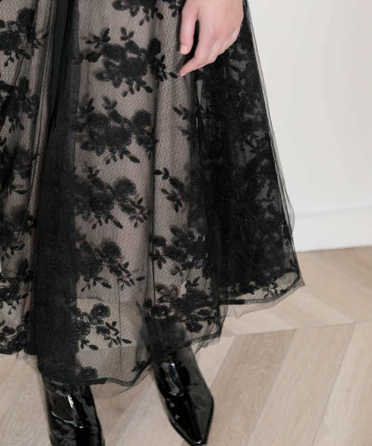 2WAY総花柄刺繍レース五分袖キャミワンピースセットアップドレス美脚  