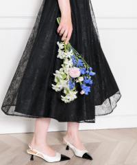 ハイネック花柄レースウエストマーク透けロングドレスワンピース美脚効果結婚式 パーティードレス