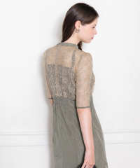 レース花柄透け切り替えロング丈マーメイドフレアドレスワンピース結婚式 パーティードレス