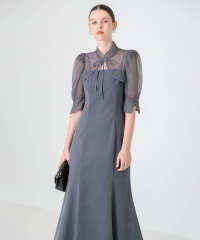 LEJA-花柄ボレロマーメイドワンピースセットアップロングドレスワンピース美脚効果結婚式 パーティードレス