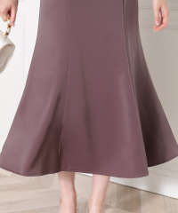 LEJA-透け感チャイナトップス付きロング丈キャミソールセットアップワンピースドレス美脚効果結婚式 パーティードレス