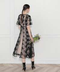 花柄後ろリボン半袖キャミワンピースセットアップドレス結婚式 パーティードレス