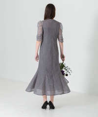 刺繍レースウエストサイド釦マーメイドシルエットジャンスカロング丈ドレスワンピース美脚効果結婚式 パーティードレス