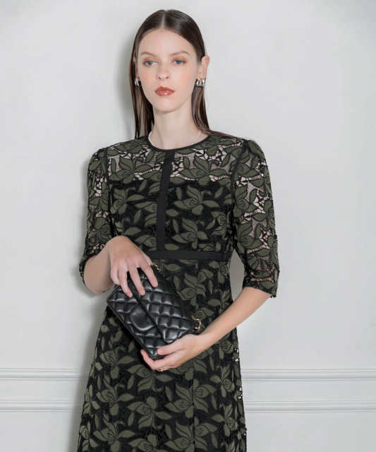 花柄刺繍レース切り替えマーメイドワンピース美脚効果ドレス結婚式 パーティードレス