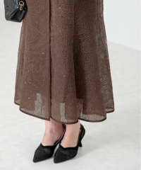 刺繍レースウエストサイド釦マーメイドシルエットジャンスカロング丈ドレスワンピース美脚効果結婚式 パーティードレス