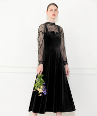 2WAY美脚フレアハイウエストキャミソールロングドレス結婚式セットアップ パーティードレス