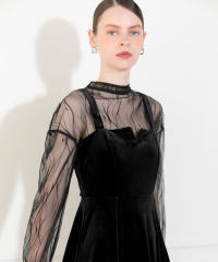 2WAY美脚フレアハイウエストキャミソールロングドレス結婚式セットアップ パーティードレス