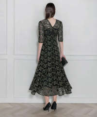 花柄刺繍レース切り替えマーメイドワンピース美脚効果ドレス結婚式 パーティードレス