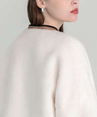 ドレスに合うアウター Vネックショートファーコートドロップショルダージャケット