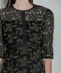 花柄刺繍レース切り替えマーメイドワンピース美脚効果ドレス結婚式 パーティードレス