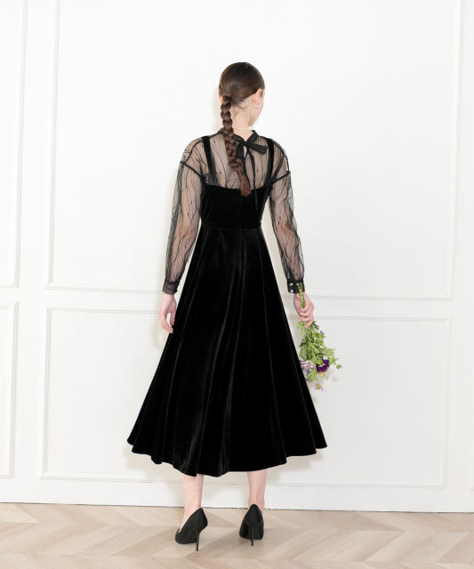 2WAY美脚フレアハイウエストキャミソールロングドレス結婚式セットアップ パーティードレス